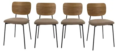 Productafbeelding van CALICOSY - Set van 4 stoelen in taupe ribbelstof B44 cm - NOAN