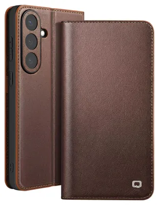 Obrázok produktu pre Qialino, puzdro s matným koženým vzhľadom pre Galaxy S26 Plus so stojanom, hnedé