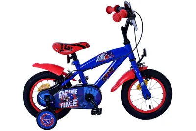 Image de Vélo enfant Sonic Prime - Garçons - 12 pouces - Bleu Rouge - Deux freins à main