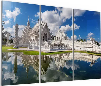 Produktbild von DEQORI Glasbild Echtglas 3x50x100 cm 'Der Weiße Tempel' Wandbilder XXL groß