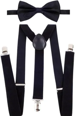 Verstellbare elastische Hosenträger für Herren und Damen - Geschäftlich, Hochzeit, Freizeit - Inklusive Fliege