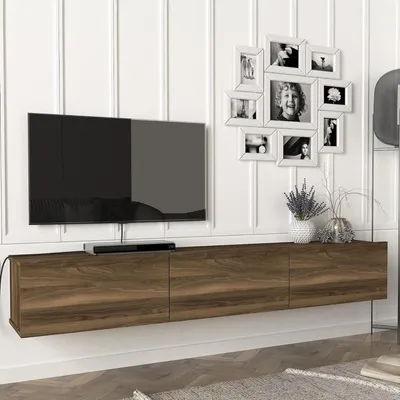 Productafbeelding van [en.casa] TV-meubel Vihti, zwevend model, 180x31x29,5 cm, notenhoutkleur