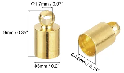 Produktbild von 50 Stš¹ck Lederkordel Endkappen, 5mm OD S?ulenfassungen fš¹r DIY Herstellung Lederarmb?ndern Quasten, Hellgolden