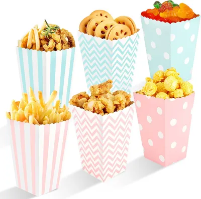 Produktbild von Popcorntüten bunt, 48 Stück, 12 x 20 cm, für Snacks und Partys
