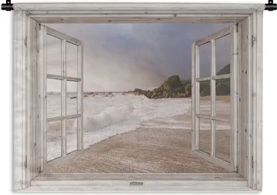 Produktbild von MuchoWow® Wandteppich Wandbehang Aussicht - Strand - Meer 90x67.5 cm Tapisserie Dekoration Wandtuch - Fototeppich - Wand-Skulpturen