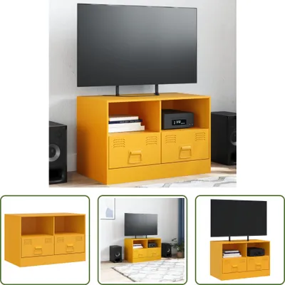 Obrázek produktu pro The Living Store TV skříňka hořčicově žlutá 67x39x44 cm ocelová
