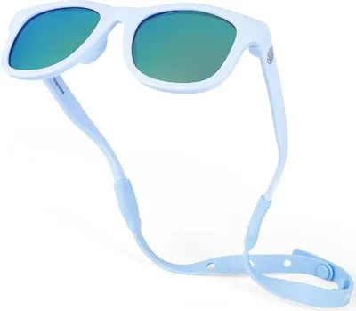 Produktbild von Babysunnies Himmelblau Polarisierte Baby-Sonnenbrille mit Band (0–24 Monate) – Flexible UV400 Säuglingssonnenbrille