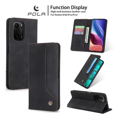 Obrázek produktu pro RetroPolyuretankožené pouzdro pro Xiaomi Poco F3 peněženkový design pouzdro s držákem na karty a stojánkem černé