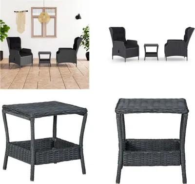 Produktbild von vidaXL 3 tlg. Garten Lounge Set mit Auflagen Poly Rattan Dunkelgrau - Garten-Lounge-Set - Garten-Lounge-Sets - Gartenmöbel-Set - Gartenmöbel-Sets