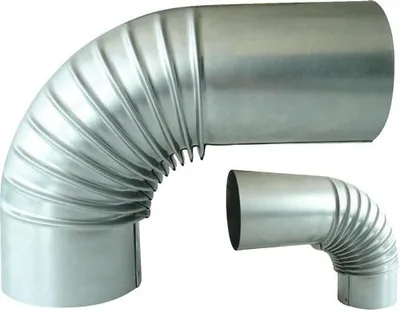 Produktbild von Ofenrohr-Bogen Bertrams 90° Ø 120 mm feueraluminiert silber mit Verlängerung