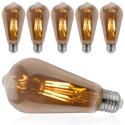 Zdjęcie produktu dla 6x Żarówka LED E27 Edison ST64 6W = 50W 660lm 2200K Ciepła 360° DYMIONA FILAMENT LUMILED