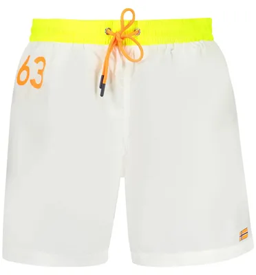 Image de Boxer de bain blanc pour hommes avec poches & cordon de serrage - une touche de style