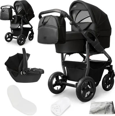 Produktbild von Bergsteiger Capri Kombikinderwagen 3-in-1 – Babywanne, Sportsitz & i-Size Babyschale, Luftreifen, Federung, höhenverstellbarer Griff, faltbar, Zubehör