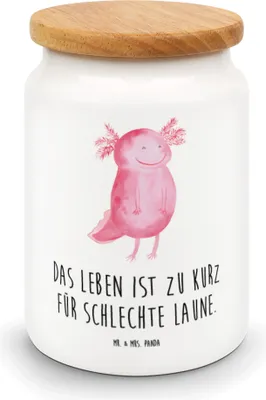 Produktbild von Mr. & Mrs. Panda Kaffeedose Axolotl Glücklich - Weiß - Geschenk, Lebensfroh, Motivationsspruch, zuckerdose, Dose, Aufbewahrungsdose, Schwanzlurch, Motivation, gut Gelaunt