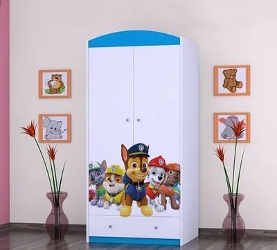 Immagine prodotto di Armadio per bambini BDW, armadio per bambini motivo cani super per la camera dei bambini, blu
