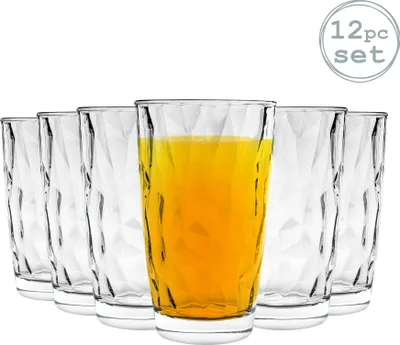 Produktbild von Diamond - Longdrinkgläser mit Relief - transparent - 470 ml - 12 Stück