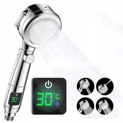Produktbild von Wassersparender Duschkopf mit LED Temperaturanzeige, 4 Modi