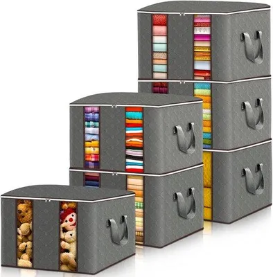 Immagine prodotto di Borsa multiuso per vestiti e biancheria da letto - 6 pezzi - Grigio - 85 L
