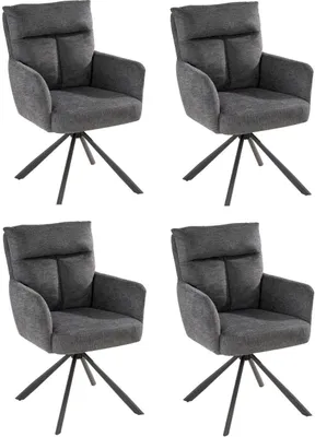 Produktbild von Polsterstühle - Dunkelgrau - Schwarz - Webstoff - Metallgestell - drehbar - 4er Set