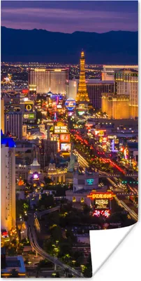 Produktbild von MuchoWow® Poster Nacht - Las Vegas - Lila 80x160 cm - Kinderzimmer