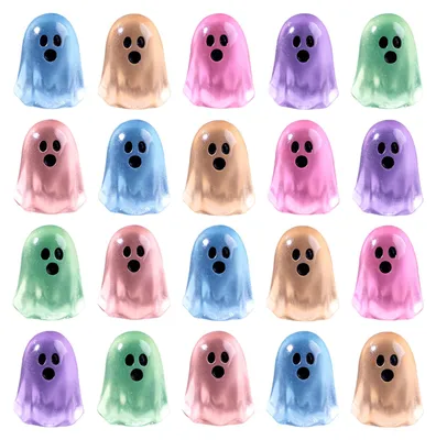 Produktbild von 20/50/100 Stück im Dunkeln leuchtende Halloween-Geisterfiguren, Mini-Cartoon-Geisterstatuen aus Kunstharz, leuchtende Miniatur-Geisterornamente, Tischdekoration