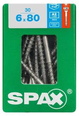 Produktbild von Spax Universalschrauben 6.0 x 80 mm TX 30 - 30 Stück Edelstahl