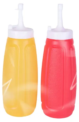 Produktbild von DID Saucenflaschen - 2x - rot/gelb - Dosierflasche - Saucenflasche - 18 cm