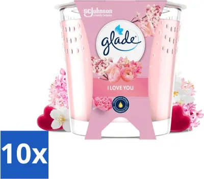 Obrázok produktu pre Glade - I Love You - 100% repkový vosk a vegánska vôňa - 112 g - hodnotné balenie - 10 kusov