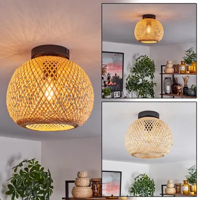 Produktbild von Decollatura moderne Deckenlampe aus Metall/Bambus in Schwarz/Natur