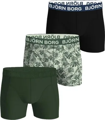 Produktbild von Björn Borg - Herren - Boxershorts Aus Baumwoll-Stretch, 3er-Pack - Bunt/Grün/Schwarz - Gr. S