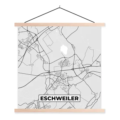 Produktbild von MuchoWow® Textilposter Karte - Eschweiler - Deutschland - Karte - Stadtplan 120x120 cm mit holzfarbenen Rahmen - Textil-Poster