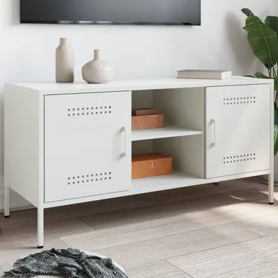 Produktbild von "Rabatt" TV-Schrank - Fernsehschrank - TV-Lowboard - Weiß 100,5x39x50,5 cm Stahl - TV-Schränke CC23169