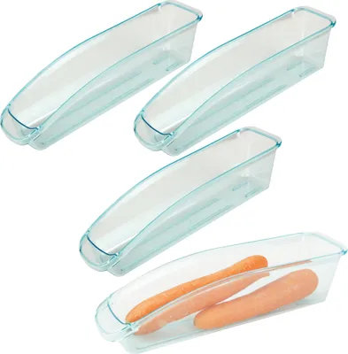 Immagine prodotto di confezione da 4 - Scatola da frigo ( 33 x 7,5 x 8 cm ) Scatola di stoccaggio con maniglia Lavabile in lavastoviglie - Plastica alimentare - Organizzatore da cucina