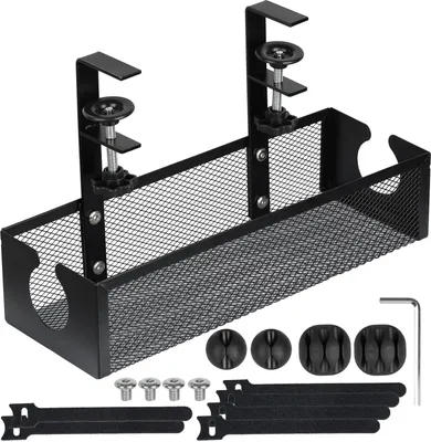 Produktbild von Kabelführung, Kabelkanäle, Untertisch, Kabelmanagement, Kabel Ablagerregal, Kabelkorb, Desktop-Lagerregal, Kabel-Organizer, Ohne Bohren