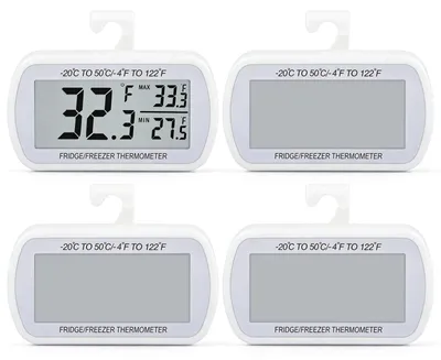 Produktbild von 4 Stück Kühlschrankthermometer Digitale: Kühlschrank Thermometer Innen, Magnet Gefrierschrank Thermometer mit Hintergrundbeleuchtung, Kühlschrank Wasserdicht für Kühlschrank