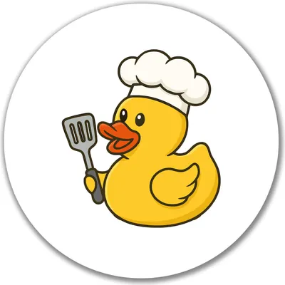 Produktbild von Huuraa Aufkleber Quietscheente Küche Comic Gummiente 10cm rund Sticker Geschenkidee