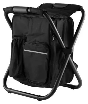 Immagine prodotto di Zaino termico con sgabello pieghevole - Zaino da pesca 3-in-1 con compartimento isolato - 36–55 litri - Tessuto Oxford - Leggero - Nero
