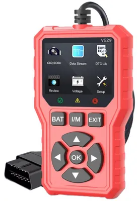 Obrázok produktu pre Tester na diagnostiku áut Foxsur V529 OBD2, test batérie, DTC Lookup, 10 jazykov, motorové chybové kódy, O2 senzor, EVAP, Freeze Frame, I/M, Oranžová