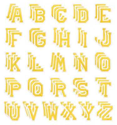 Buchstaben-Patches A–Z, 78 Stück, gelb, 5 cm, aufbügelbar