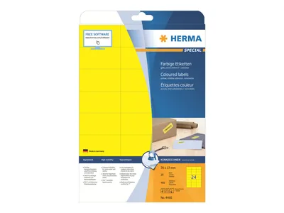 Image de Étiquettes HERMA A4 jaunes 70x37 mm papier mat 480 pièces