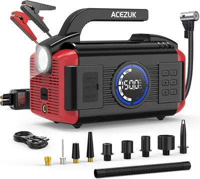 Produktbild von Starthilfegerät mit 150-PSI-Luftkompressor & 400-Lumen-LED