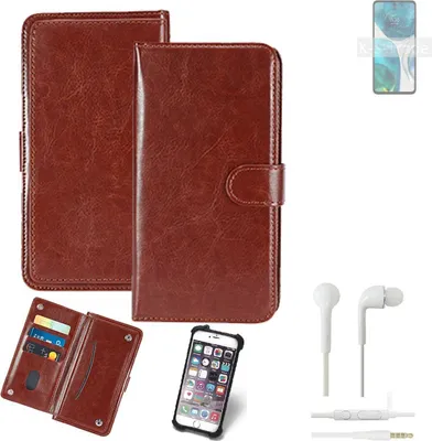 Produktbild von K-S-Trade 360° Hülle kompatibel mit Motorola Moto G52 inkl. Headphones braun Kunstleder Case BookCase WalletCase Kunstlederederhülle Handyhülle,