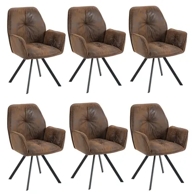 Immagine prodotto di Meubles Cosy: set da 6 comode sedie da pranzo in Similcuoio scamosciata con braccioli - CALF