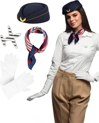Productafbeelding van Boland kostuumset voor volwassenen, stewardess, kostuumaccessoires voor carnaval, set