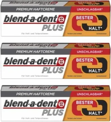 Produktbild von 3 x 40g blend-a-dent PLUS Premium Haftcreme - Geschmacksneutral - Duokraft