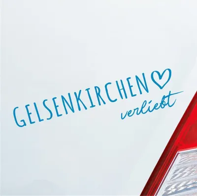 Produktbild von Auto Aufkleber Gelsenkirchen verliebt Herz Stadt Heimat Liebe Car 19x5 cm Hellblau Sticker Heckscheibenaufkleber