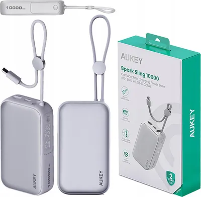 Zdjęcie produktu dla Powerbank 10000mAh AUKEY USB-C USB-A SZYBKIE ŁADOWANIE Kabel USB-C