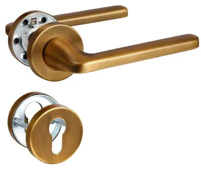 Image de Poignée de porte en laiton antique, 2 paires