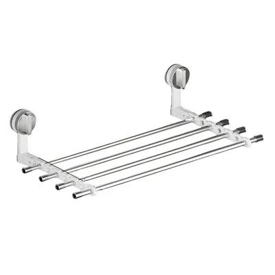 Produktbild von Faltbarer Saugknopf-Wäscheständer ohne Bohren, stark tragfähig, vielseitig, für Bad & Balkon, Aluminium, Weiß, 60cm