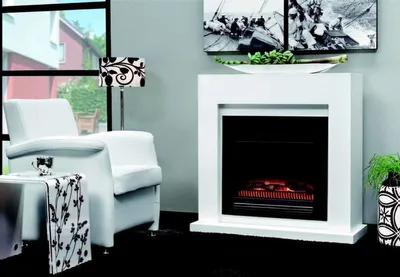 Zdjęcie produktu dla Casa Padrino Art Deco Kominek Elektryczny Biały szer. 102 x wys. 98 x gł. 39 cm - Kominek elektryczny - Kominek w stylu antycznym do salonu